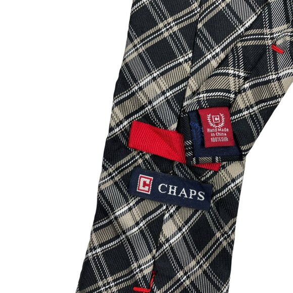 Ralph Lauren Chaps Silk Tie Tartan Plaid Blue Gray - Picture 4 of 6